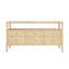 Six Drawer Console With Open Shelf In Burl Wood With Polished Brass Knobs-1940493127