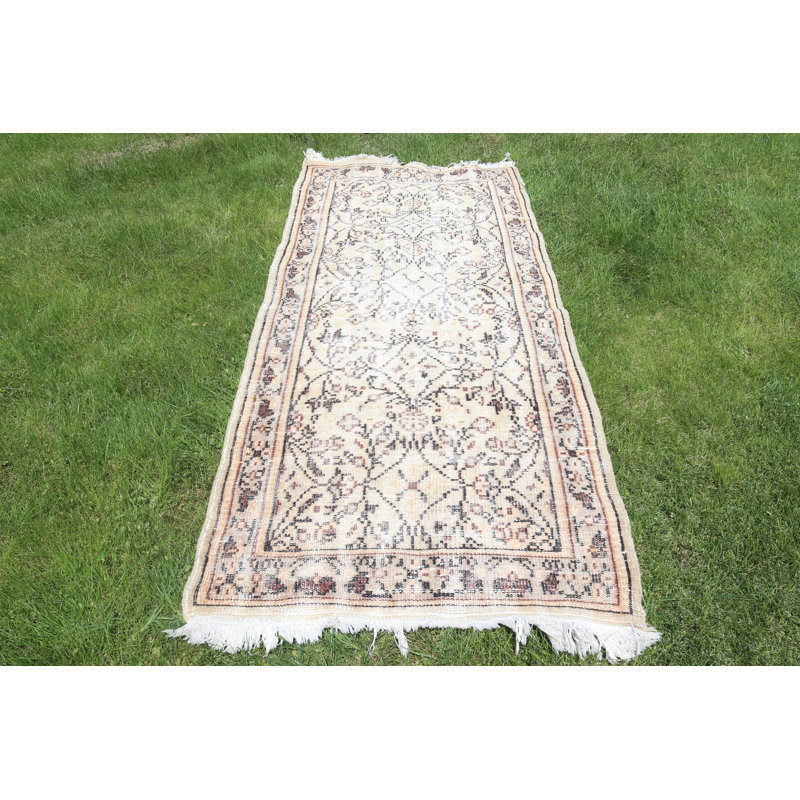 Tapis turc vintage Oushak beige - idéal pour la décoration et la décoration d'un vestibule