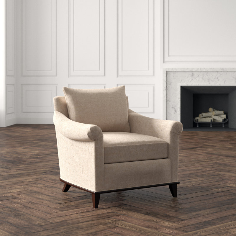 Drake Sunbrella® Armchair, Elise Flax, American Walnut