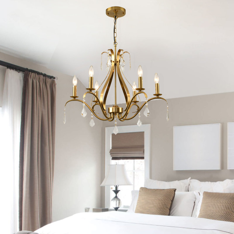 Jahlen 6 - Light Dimmable Classic / Traditional Chandelier, Golden
