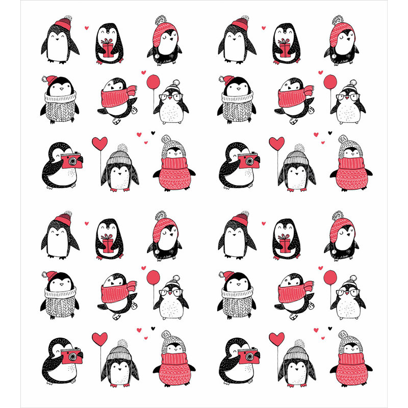 Twin Size Cute Penguins Christmas Duvet Cover Set