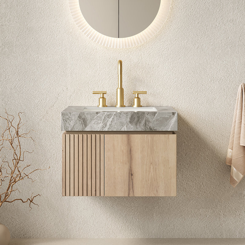 Space Saving Vanity Cabinet And Sink, 24 Inch Plywood Modern Bathroom