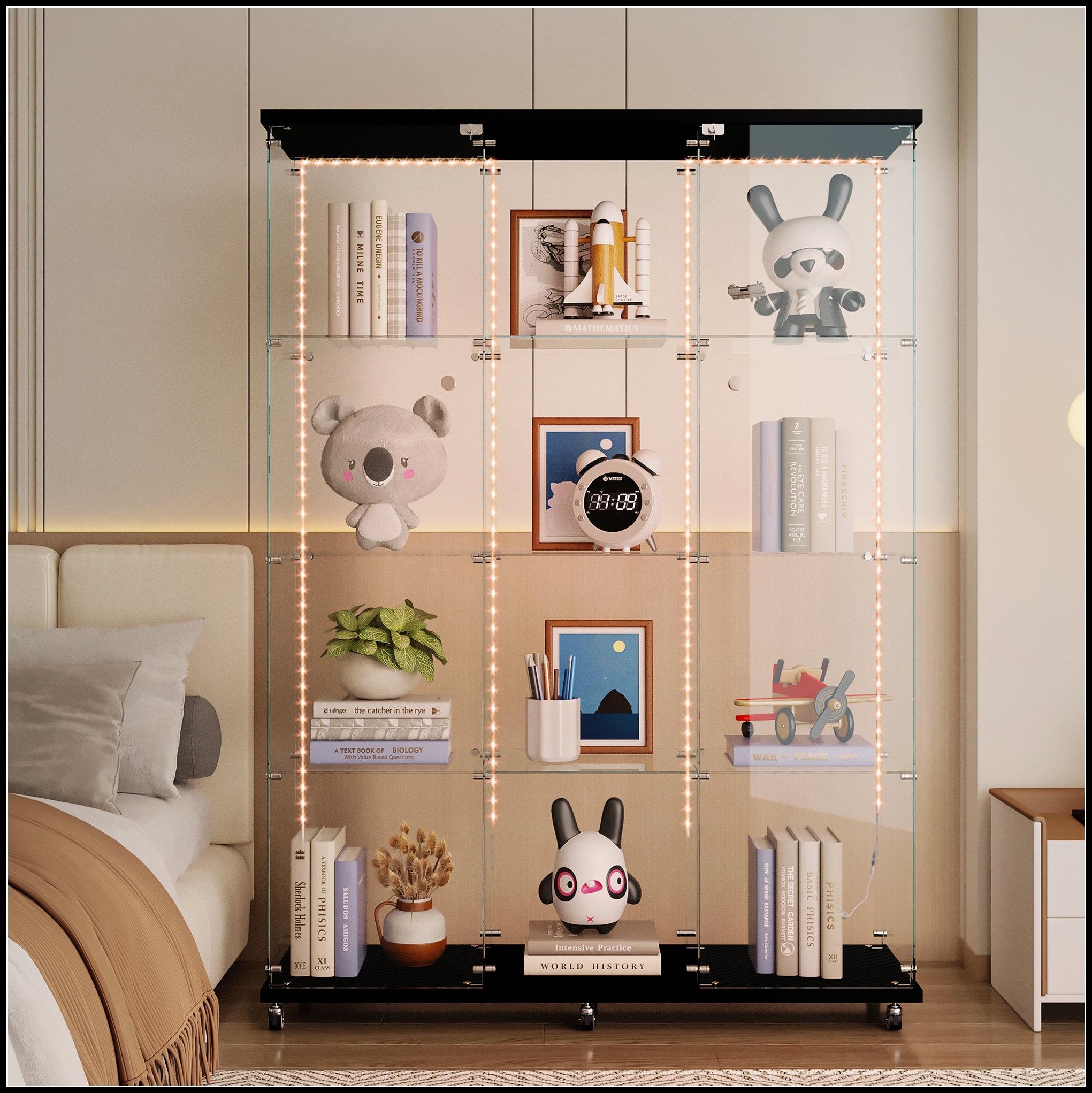 Bronx Display Unit Ivy Bronx Versatile Tempered Glass Display and Storage Cabinet with ...