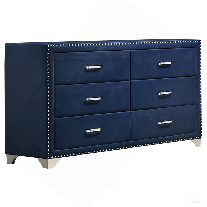 Commode rembourrée 6 tiroirs Kennedy Pacific Blue, Bleu