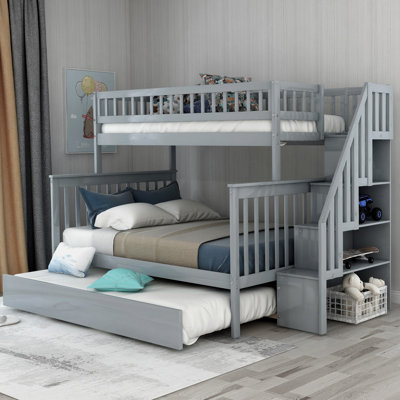 Hazzard Twin over Full  Standard Bunk Bed with Staircase and Trundle by Harriet Bee
