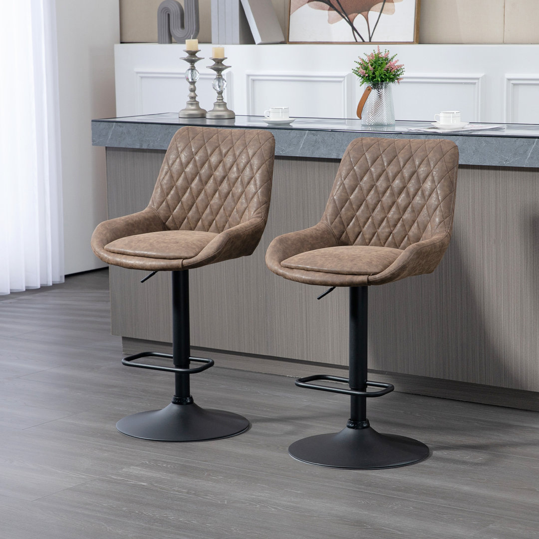 Barasinga Swivel Upholstered Adjustable Height Counter Stool
