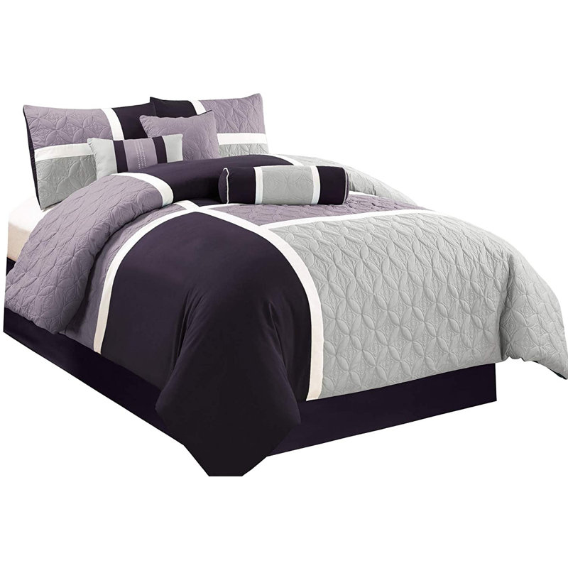Upland Patchwork 7 Piece Comforter Set, Queen Comforter + 6 Additional Pieces, Lavender