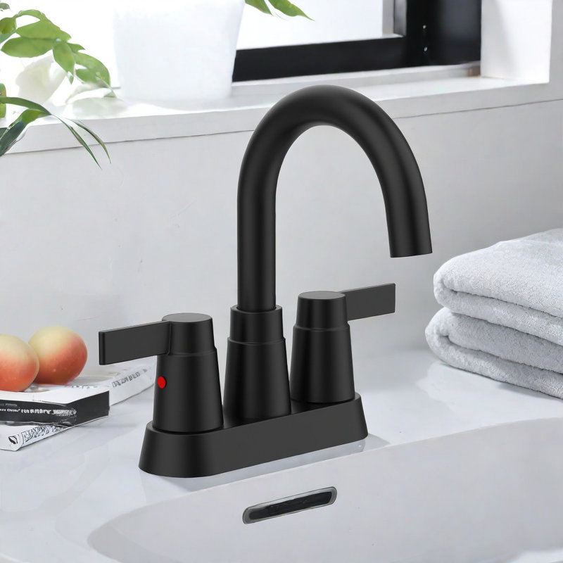 Robinet pour salle de bain à 2 poignées, Noir mat