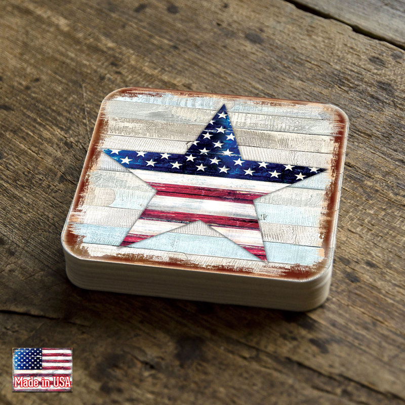 Wood Square 4 Piece Coaster Set