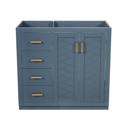 36'' Bathroom Vanity, Solid Wood Frame Bathroom Storage Cabinet, Freestanding Vanity Set with 3 Drawers& Soft Closing Doors