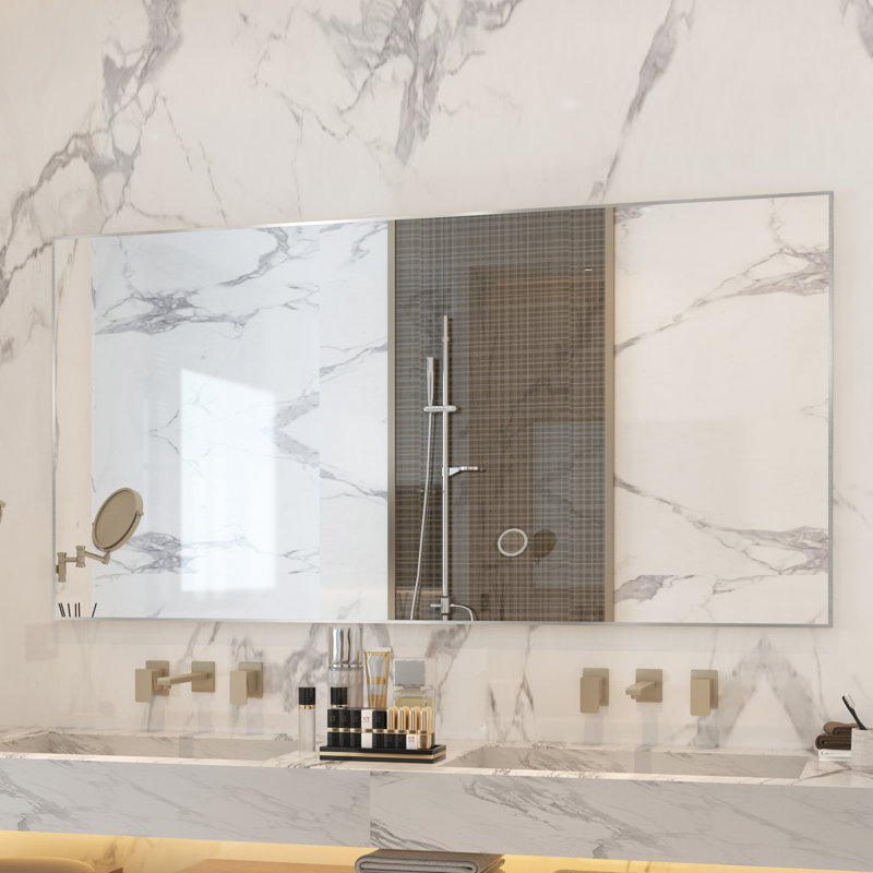 Miroir d'appoint Lesamuel, Nickel brossé, Rectangulaire, 36 po x 72 po