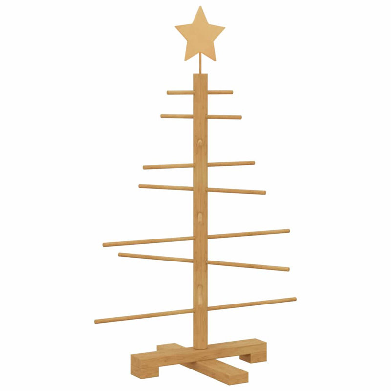 Wooden Christmas Tree with Stand Brown Bamboo, 2.46' H
