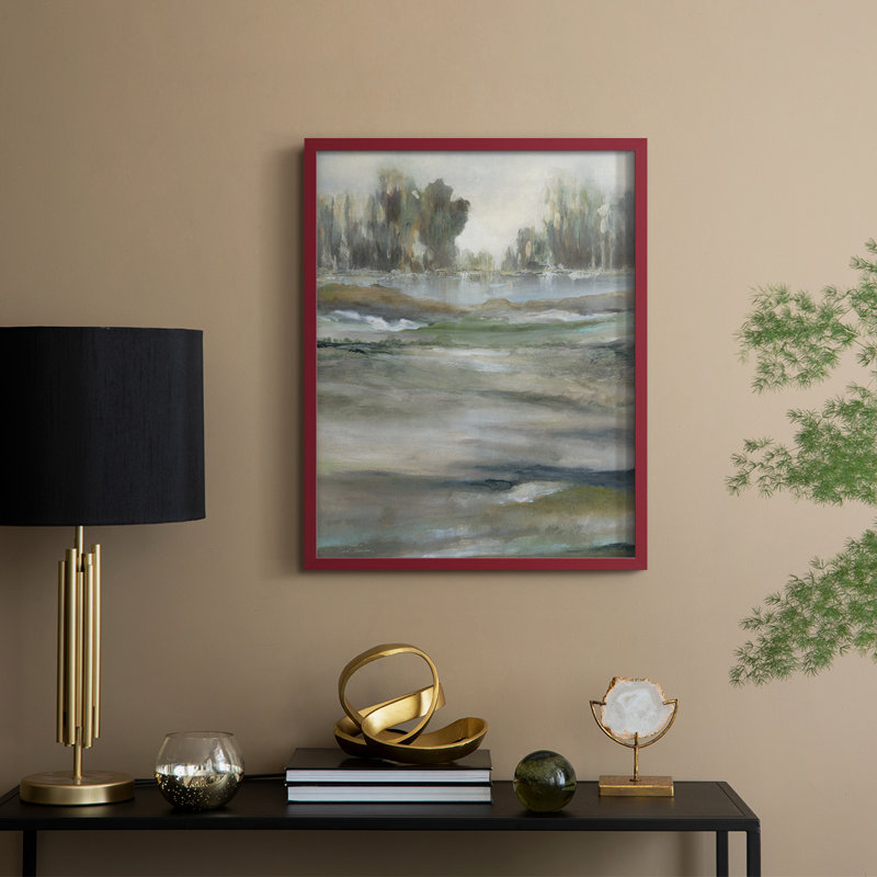 Lake Solitude, reproduction encadrée - bois massif, Rouge, H 15 po x l 12 po