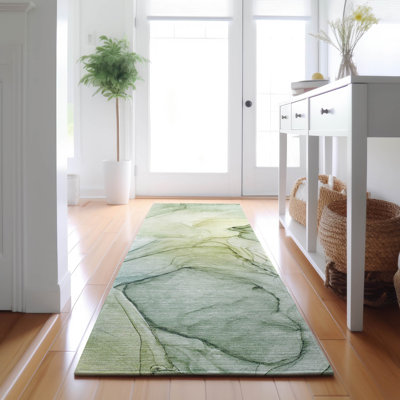 Premium Machine Washable Cerrito AMF502 Green Rug