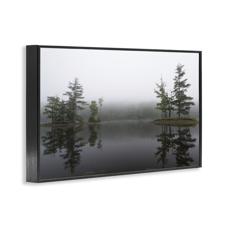 Adirondack Lake Reflections, estampe numérique, conception de James Rodewald, H 12 po x l 18 po, Giclée encadrée noir minuit