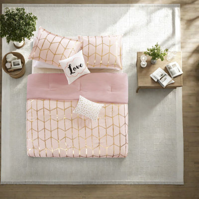 Premium Blush Gold Bedding Set, Polyester, Contemporary Style For Home