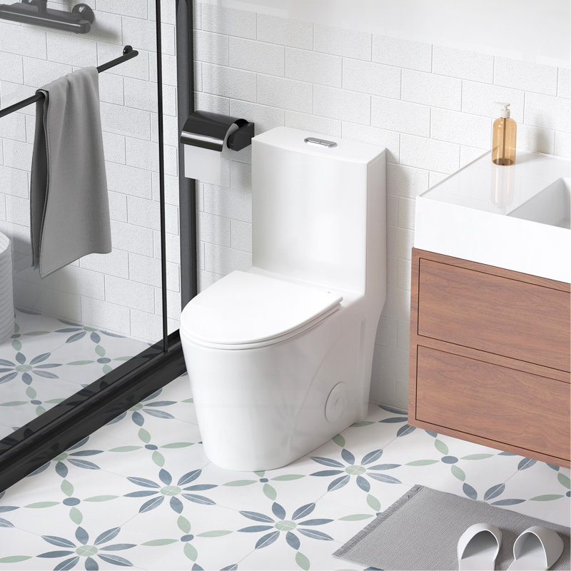 1.1/1.6 GPF Dual Flush One-Piece Toilet, Gloss White