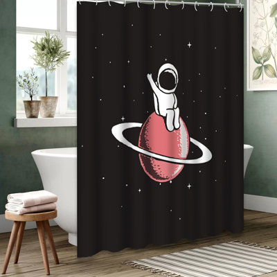 Baby Astronaut Cosmic Space Cute Shower Curtain with 12 Hooks