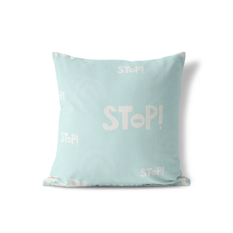 Coussin Stop, Bleu clair / ivoire, H 20 po x l 20 po