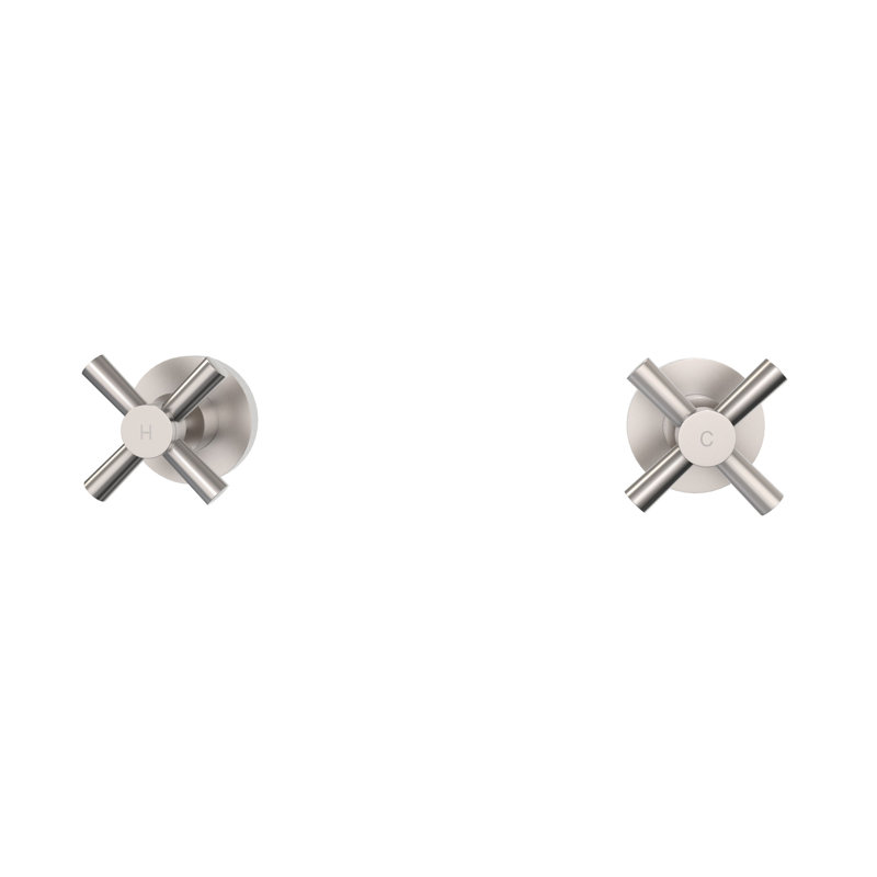 Ensemble de robinet de douche corail rond en laiton massif (valve incluse), Nickel brossé