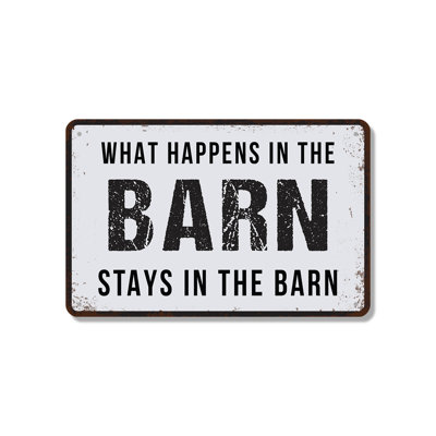 What Happens In The Barn Stays In The Barn, enseigne en aluminium 10 po x 14 po