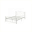 Grand lit plateforme robuste de style floral avec structure en métal blanc éclatant avec tête et pied de lit