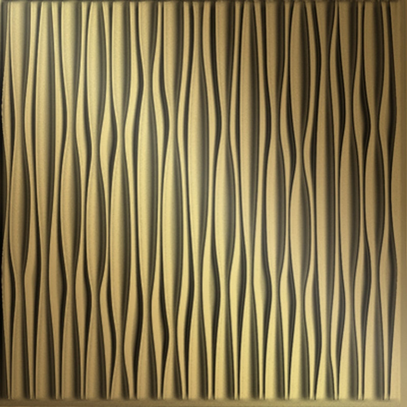 Sahara Vertical MirroFlex 4ft. x 8ft. Glue Up PVC 3D Wall Panels 160 sq.ft., Mirror Gold