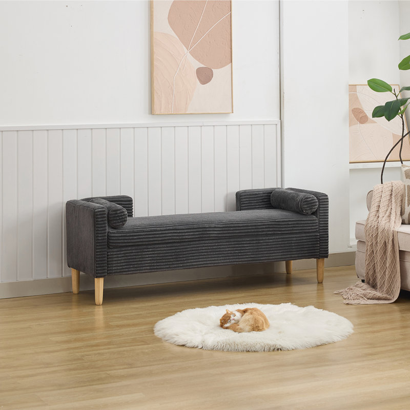 Upholstered Storage Bench, Charcoal