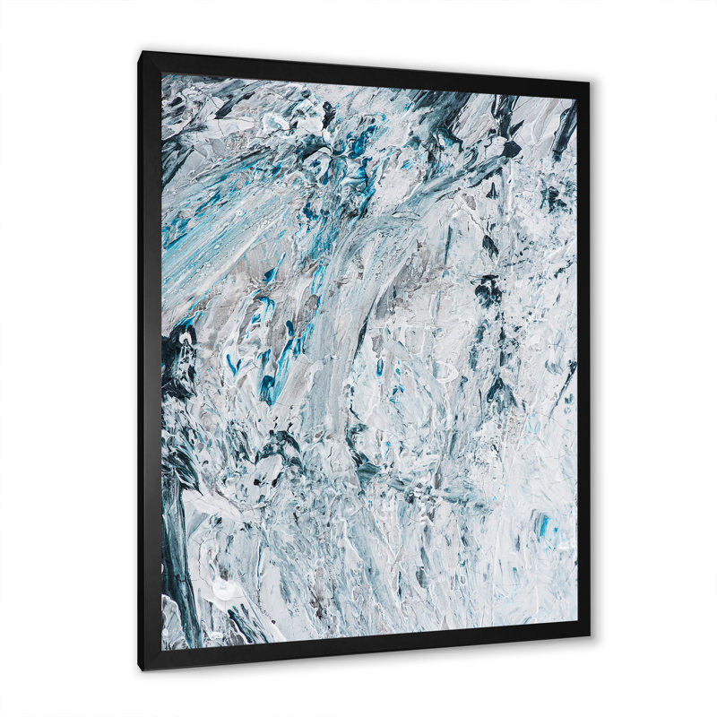 «Light Waves» bleu clair et gris II - Décoration murale moderne et contemporaine sur toile, H 32 po x l 16 po x P 1 po