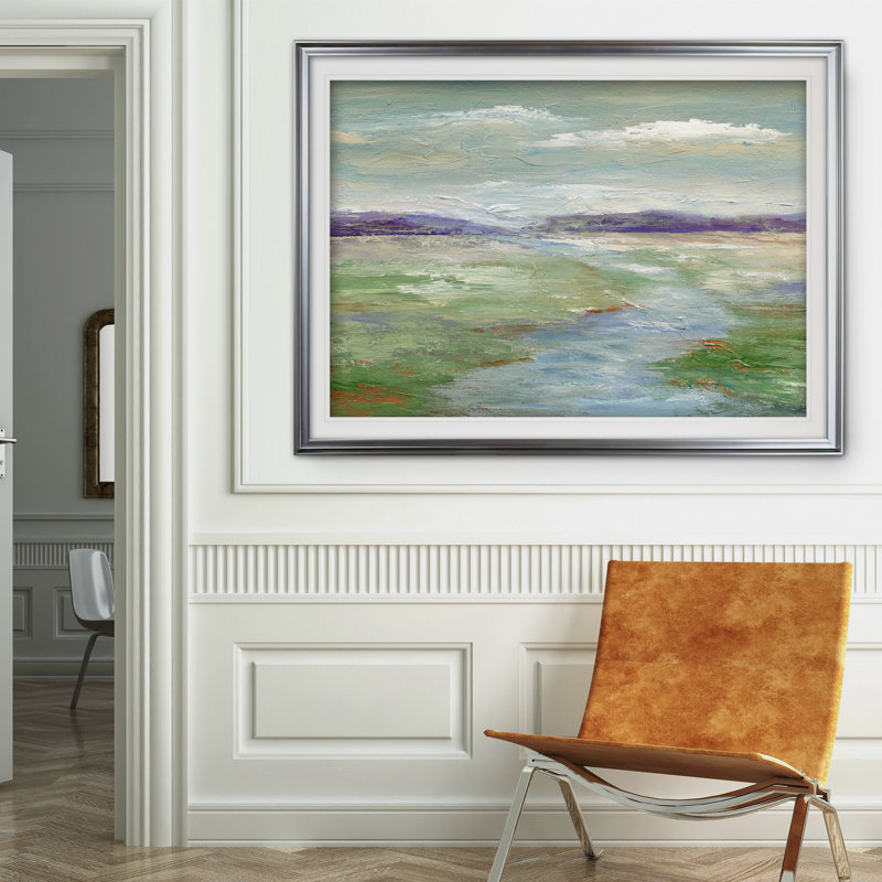 « pré stream i », reproduction de peinture à l’acrylique encadrée, Argent, H 30 po x l 40 po x P 1,5 po