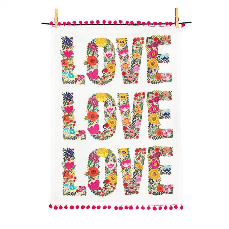Serviette de thé Love With Pompom