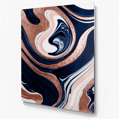 Art abstrait abstrait en métal bleu 77