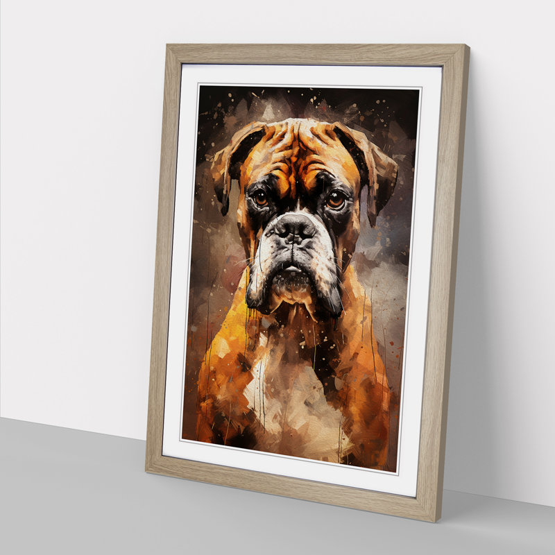 Boxer Dog Conceptual Art - Framed Print, Oak Framed, 34cm H x 25cm W x 2cm D