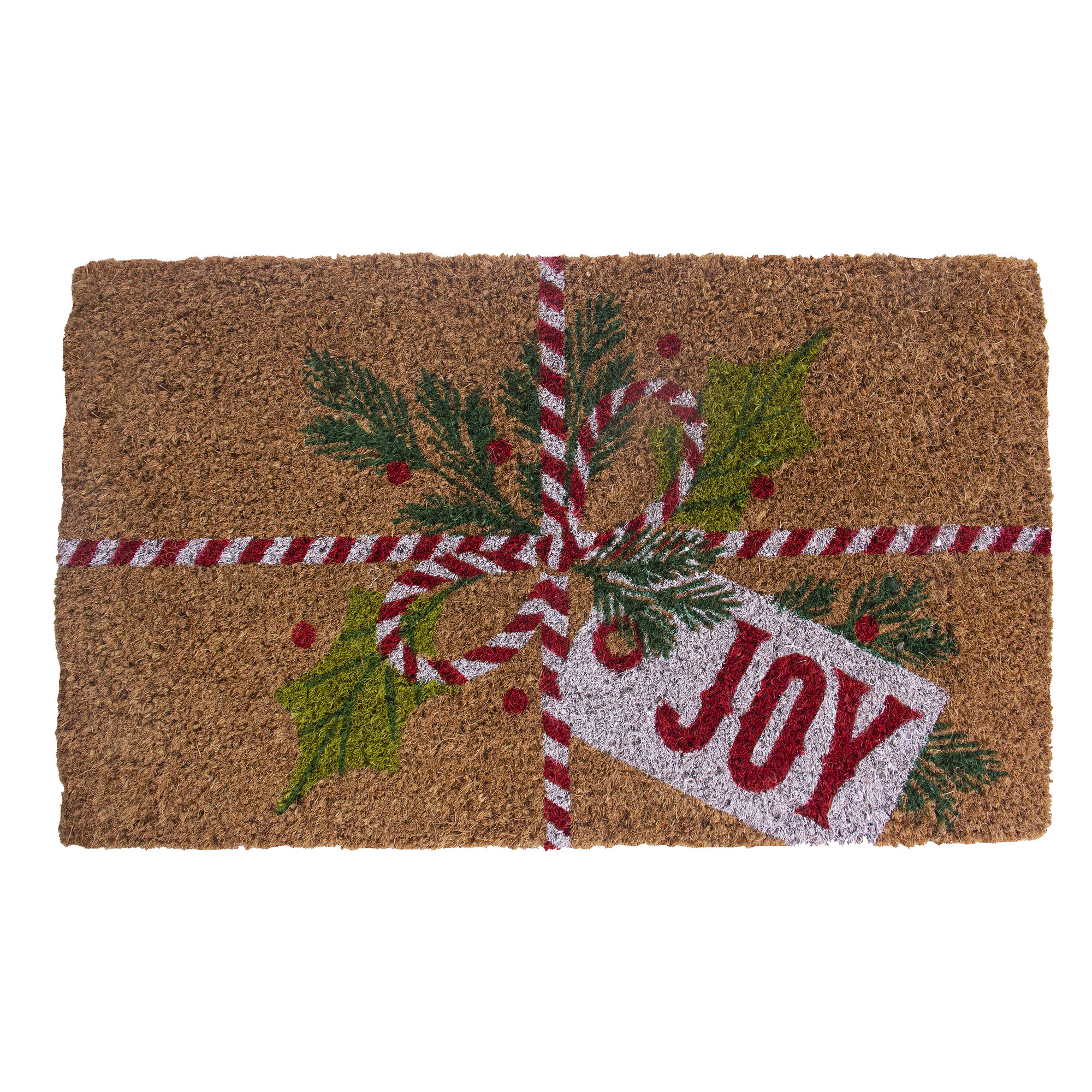 Northlight Natural Coir Joy Wreath Christmas Doormat 18 x 30