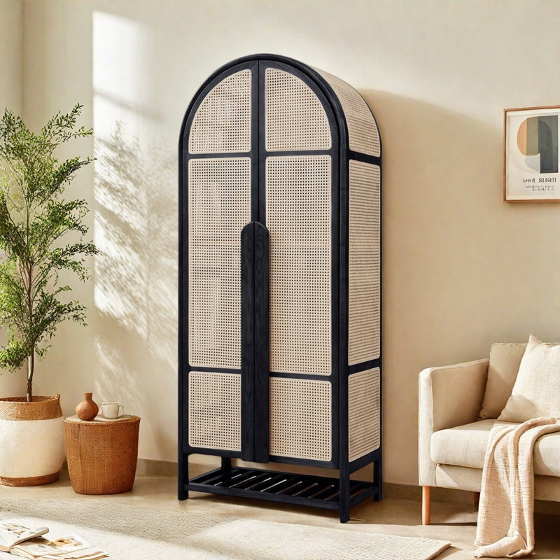 Armoire simple et rétro en bois massif, Noir
