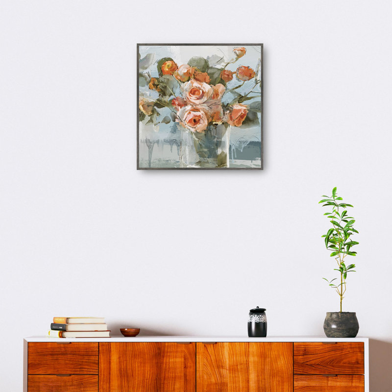 «Peachy Dreams» par Studio Arts, reproduction d'art sur toile, Cadre couleur acier, H 42 po x l 42 po x P 1,5 po