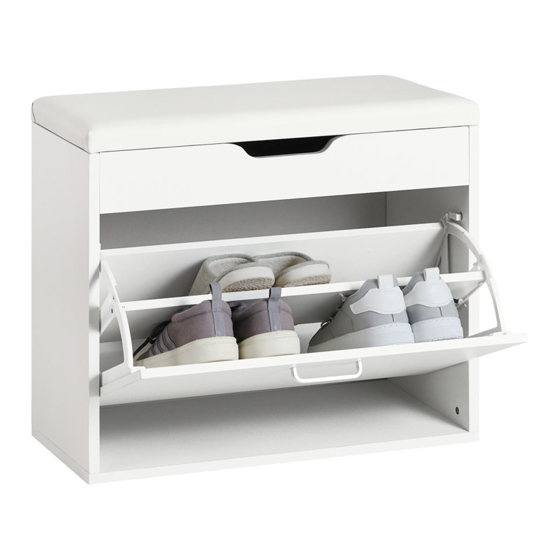 Helmy Faux Leather Upholstered Storage Bench, White