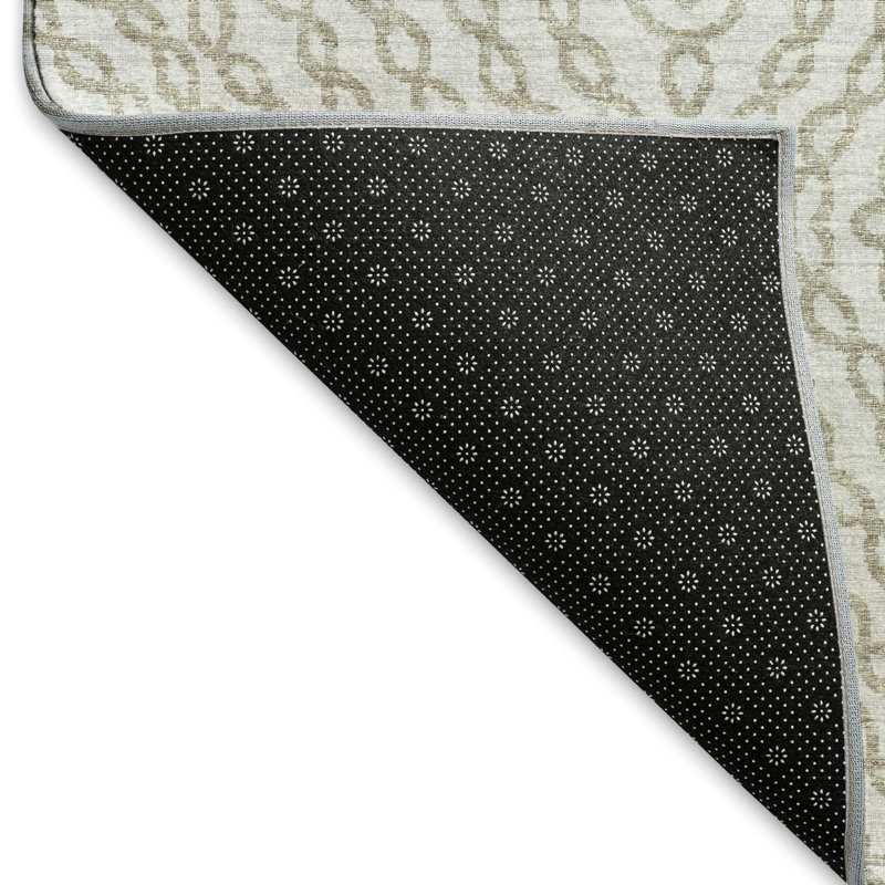 Premium Machine Washable Mayfield AMF74 Geometric Rug, 3' x 5', Linen