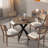 Brown 31.5 Inch Round Dining Table, Top, Metal Legs, Modern For 2 - 4 Guests 31.5" Construction, Seats 4, Contemporary Style