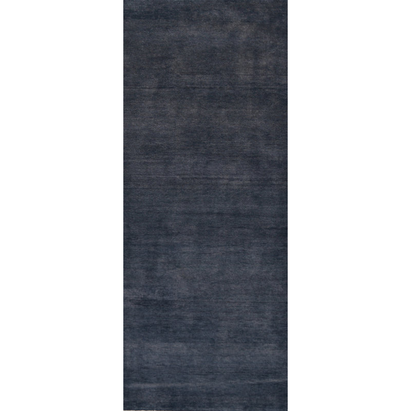 Dark Navy Blue Modern Gabbeh Persian Runner Rug 3x8