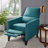 Mid Century Fabric Recliner - Push Back, Side Pocket, Rivet Decoration-1191443436