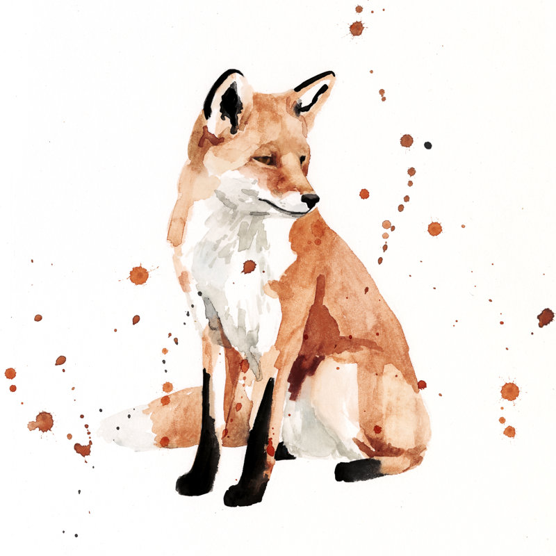 Fox II by Victoria Borges - Wrapped Canvas Painting, 122cm H x 122cm W