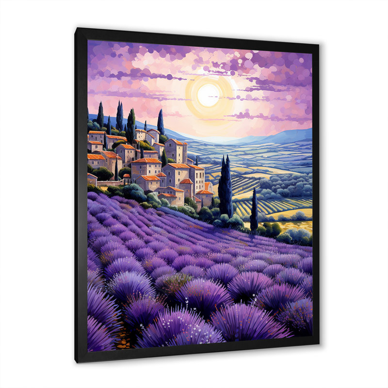 Lavande des champs de Provence sur toile, Cadre simple noir, H 32 po x l 24 po x P 1 po