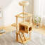 Arbre à chat en bois avec poteaux à griffer, perchoir supérieur, maisonnette pour chat et hamac
