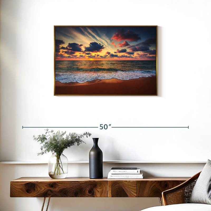 Coucher de soleil d'été, Cadre flottant doré, 31 po x 21 po