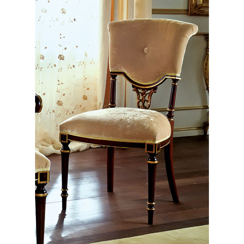 Tufted Muslin Upholstered Side Chair in Brown