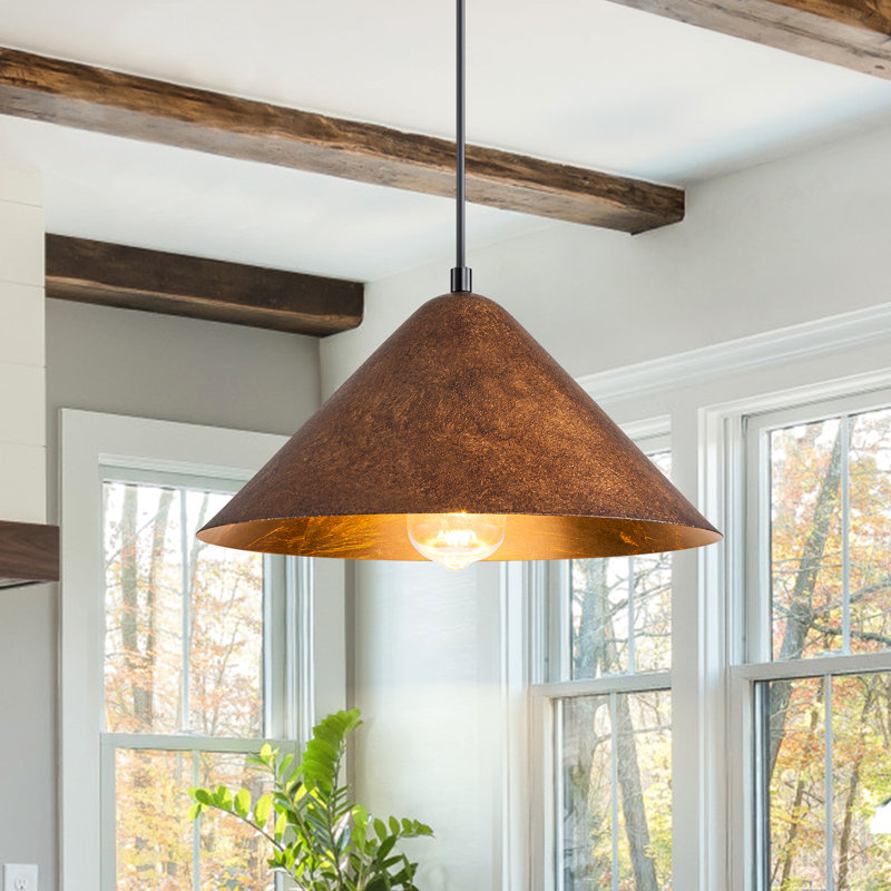 Luminaire suspendu conique en cuivre à 1 lumière Schwenk