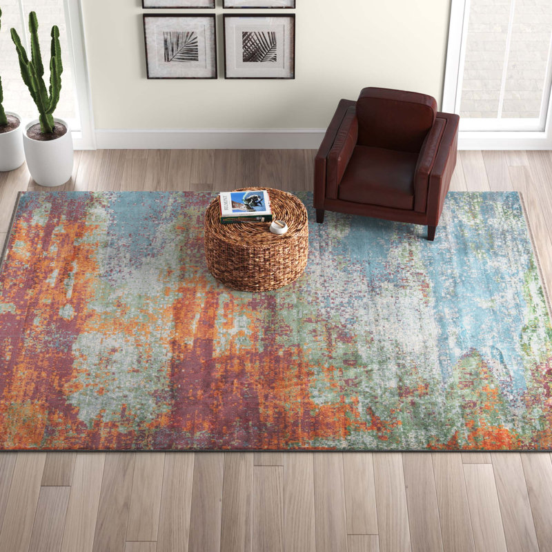 Haefner Abstract Indoor Rug, Rectangle 4'3" x 6'