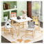 Ensemble de table et de chaises pour enfants 5 pièces, centre d'activité en bois massif blanc avec 4 chaises