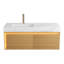 Meuble-lavabo flottant 48 po avec comptoir en pierre frittée blanche, lavabo encastré en contreplaqué en céramique, rangement en contreplaqué ultra-mince en grille, tiroir avec capteur automatique, comptoir pré-assemblé, lavabo, tiroir, unité de détection à DEL